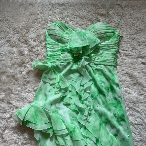 NWT Allessandra Rich Asymmetric Embellished Tie-Dyed Silk Georgette Gown - Picture 4 of 10